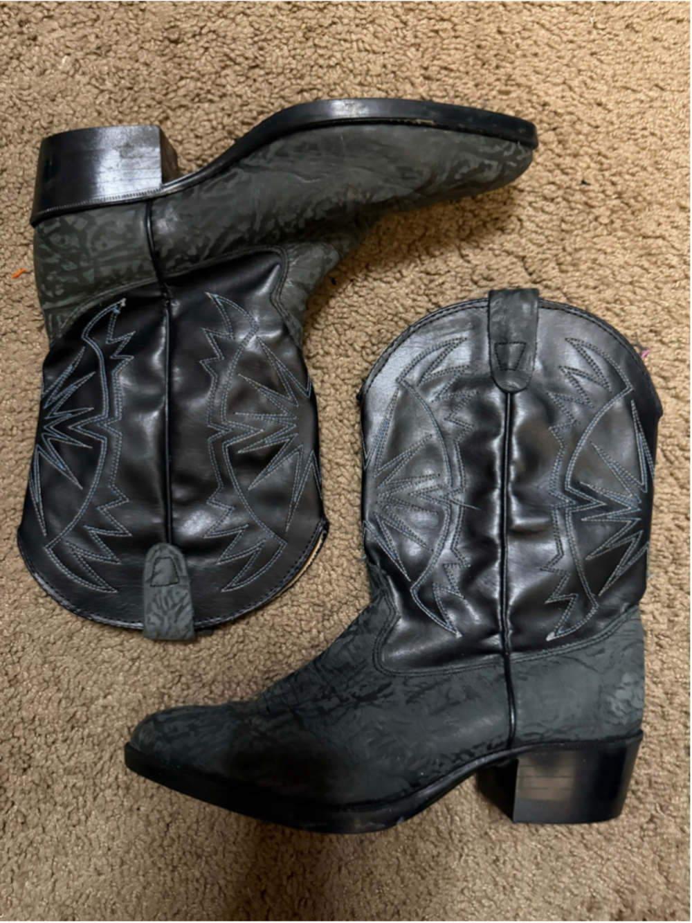 Women vintage Wrangler Cowboy Western Boots Size 9 Black and Grey